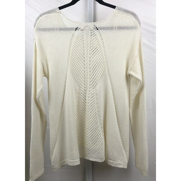 Charming Charlie Sweater Women M Ivory Open Knit Pullover Stretch Hi Low Casual - Picture 11 of 12